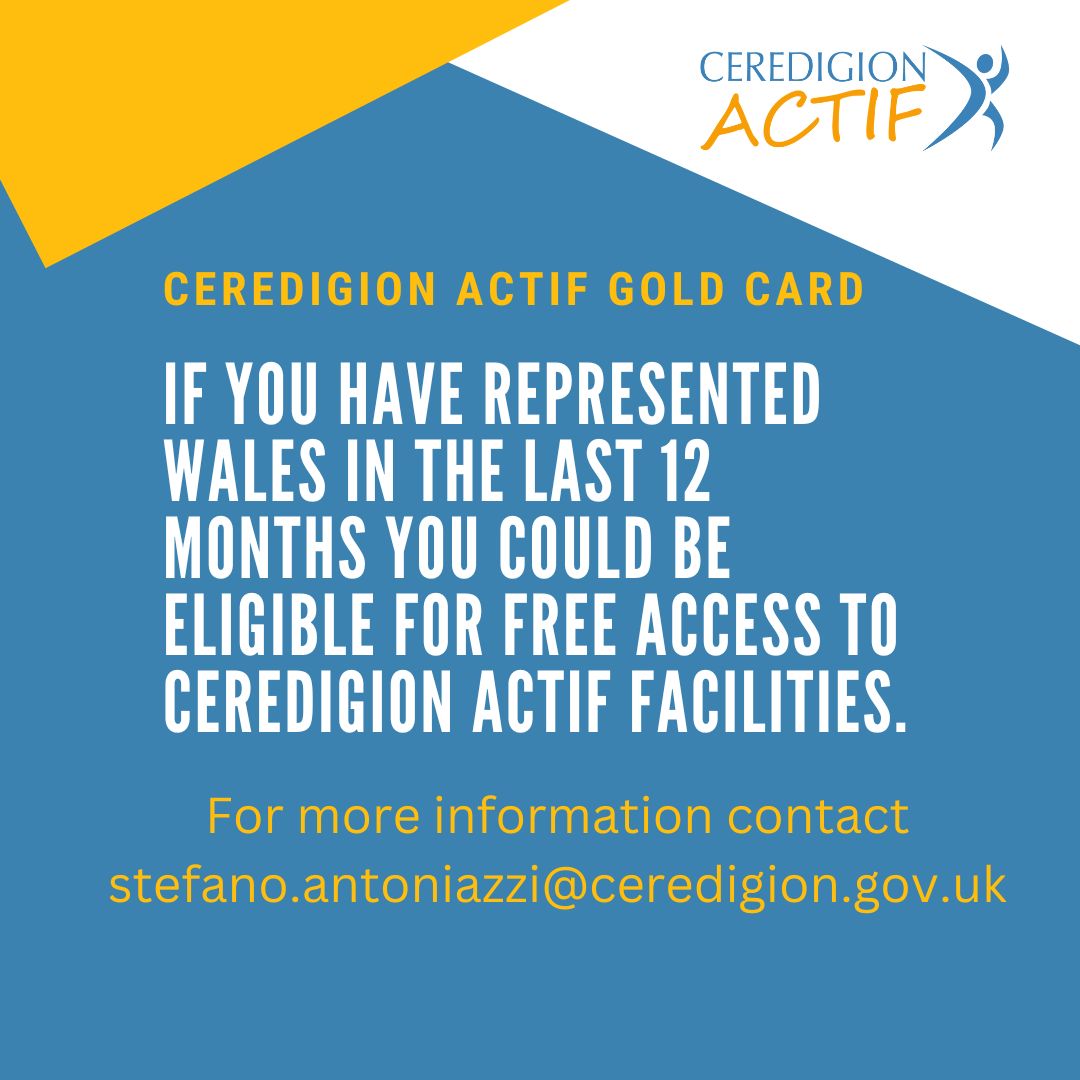 CeredigionActif's tweet photo. #CeredigionActif #Cerdyn Aur #GoldCard #chwaraeon #sport https://t.co/Q8TdWiooWm