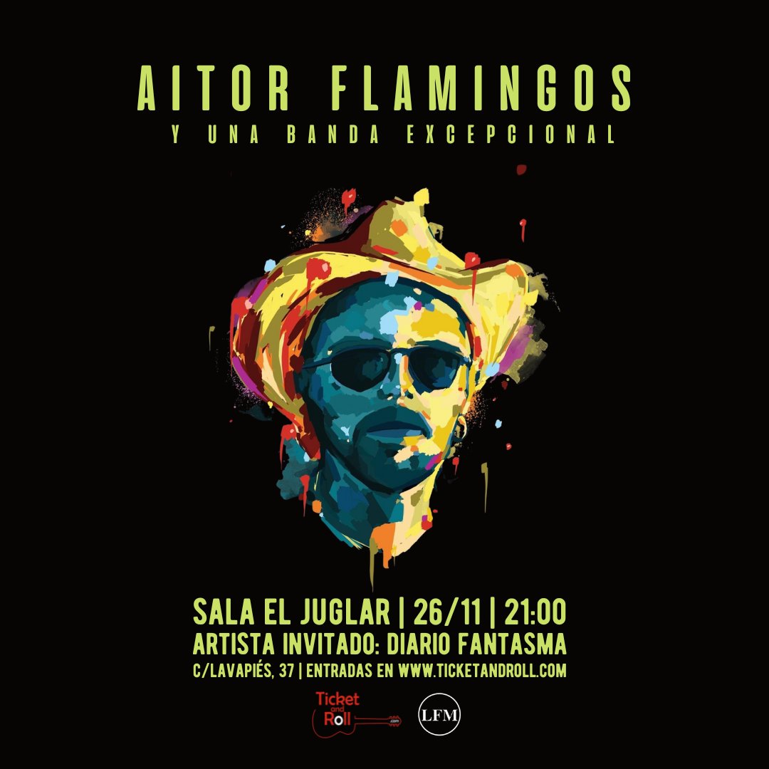 Flamingers, solo me puedo permitir tocar con banda un par de veces al año y este 26 de noviembre es una de ellas. Se agradece la difusión 🦩

Aquí dejo las entradas ticketandroll.com/evento/aitor-f…