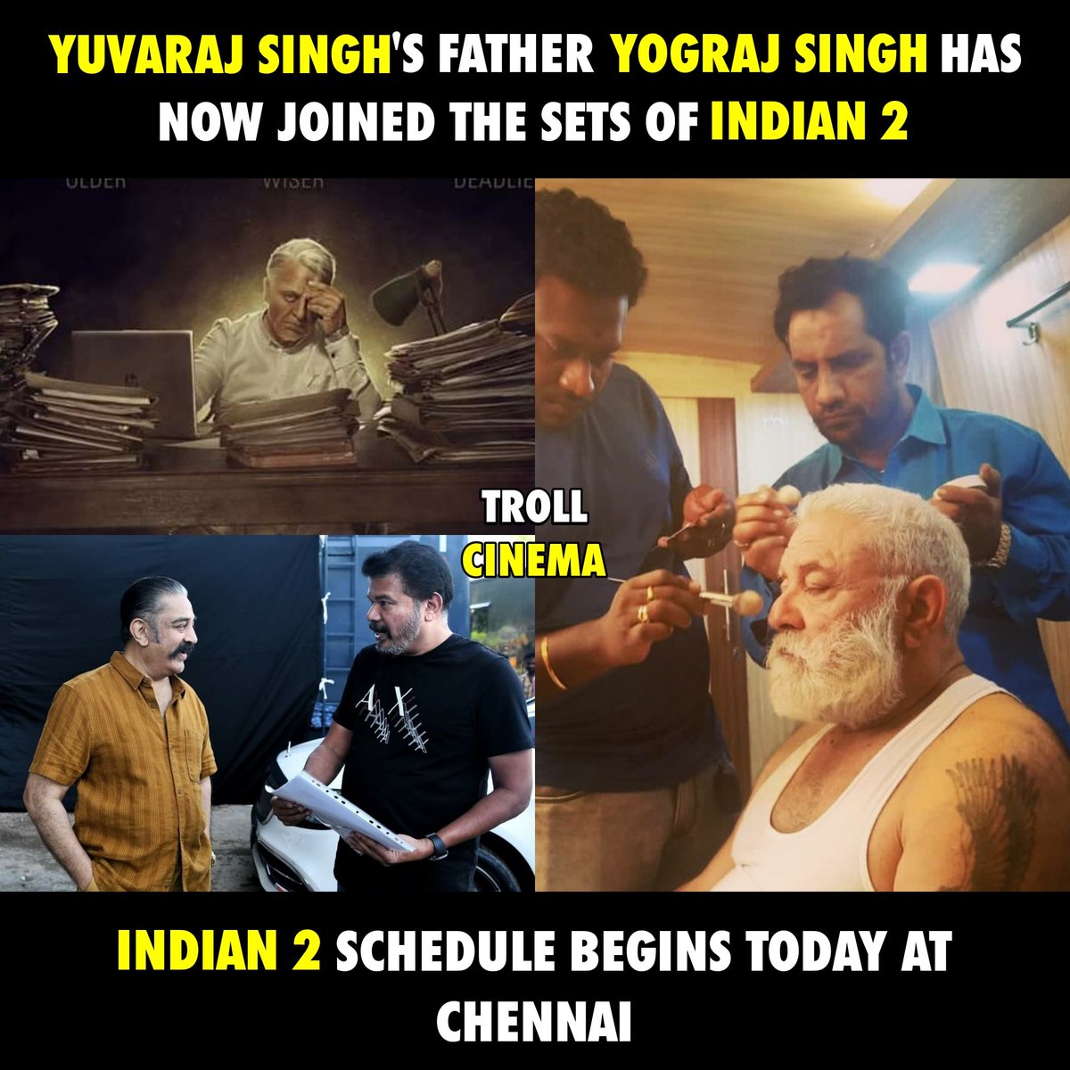 #Yuvaraj's father #YograjSingh has started shooting for #Indian2 !