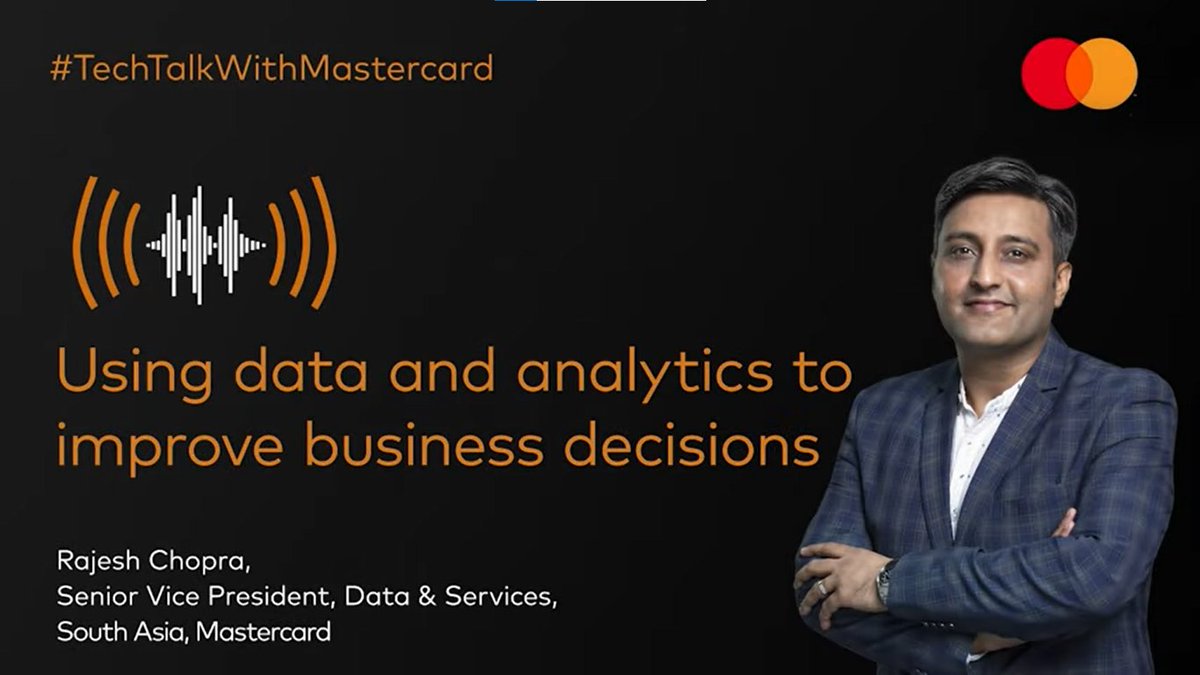 mastercardindia's tweet photo. Listen to Rajesh Chopra, SVP, Data & Services, speak about the importance of using #bigdata and analytics to improve business decision-making, planning & execution and enhance digital safety.
#TechTalkWithMastercard
Listen: https://t.co/aYUtt57v3x https://t.co/YcZFMP9AlS
