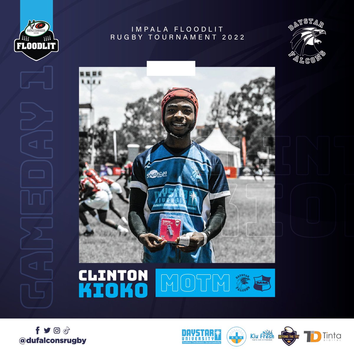 DUFalconsRugby's tweet photo. #Floodies2022
Clinton Kioko scooped Man Of The Match award, he was instrumental in the team's win by contributing 5 points off his try and good game play throughout the match.
#PoweredByDaystarUniversity
#BeyondTheTry
#TintaDigital
#KiuFresh
#TakeMatters
#FloodiesIsBack https://t.co/uOyLhHZJnL