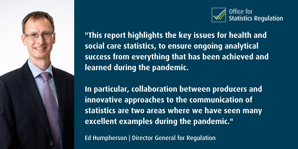 We have published our follow-up report on the remarkable work by producers of health and social care statistics to meet the increased public demand for data during the pandemic 

Read the full report on our website:

osr.statisticsauthority.gov.uk/news/osr-publi…