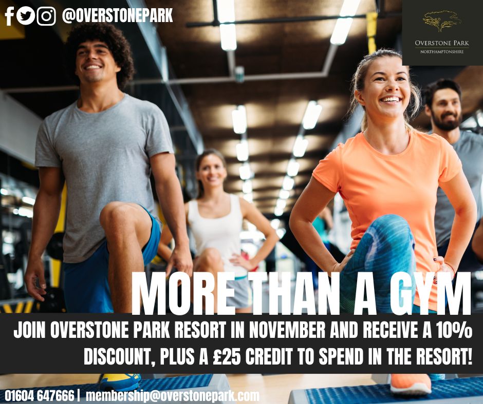 Overstone Park (@overstonepark) on Twitter photo 🏊♀️🧘♀️🏋️♂️ Join Overstone Park Gym during November receive a 10% discount, plus a £25.00 credit to spend in the resort! Please call 01604 647666 or email membership@overstonepark.com for more information 🏊♀️🧘♀️🏋️♂️ 🏊♀️🧘♀️🏋️♂️ Join Overstone Park Gym during November receive a 10% discount, plus a £25.00 credit to spend in the resort! Please call 01604 647666 or email membership@overstonepark.com for more information 🏊♀️🧘♀️🏋️♂️