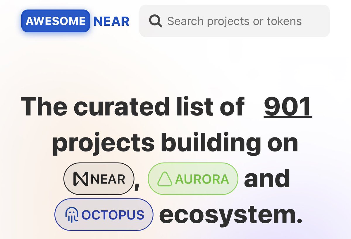 It’s a tough time to be in Web3 right now. But that hasn’t stopped people building. 🏗️ The @NEARProtocol has just passed 900 projects building on #NEARProtocol - all trying to usher in the next wave of the web. You should join them. H/t @awesome_near for keeping score.