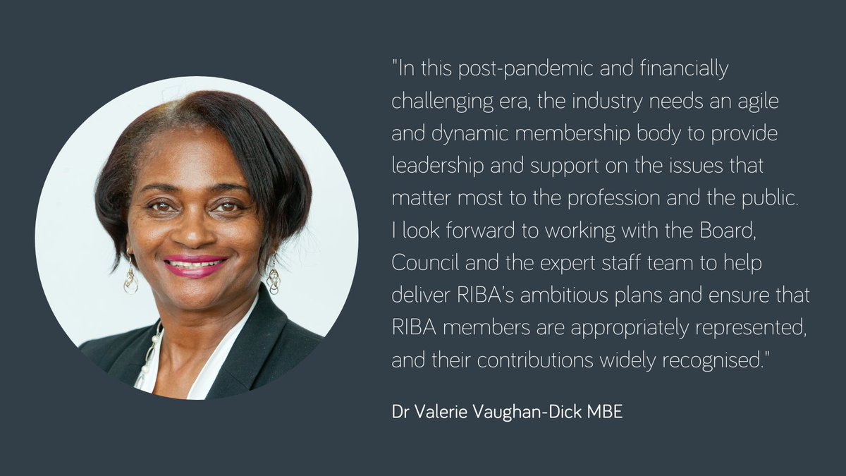 Royal Institute of British Architects (@riba) on Twitter photo 📢 NEWS: We are pleased to announce that Dr Valerie Vaughan-Dick MBE will be joining the RIBA as our Chief Executive in the new year. bit.ly/3NqRLKx 📢 NEWS: We are pleased to announce that Dr Valerie Vaughan-Dick MBE will be joining the RIBA as our Chief Executive in the new year. bit.ly/3NqRLKx