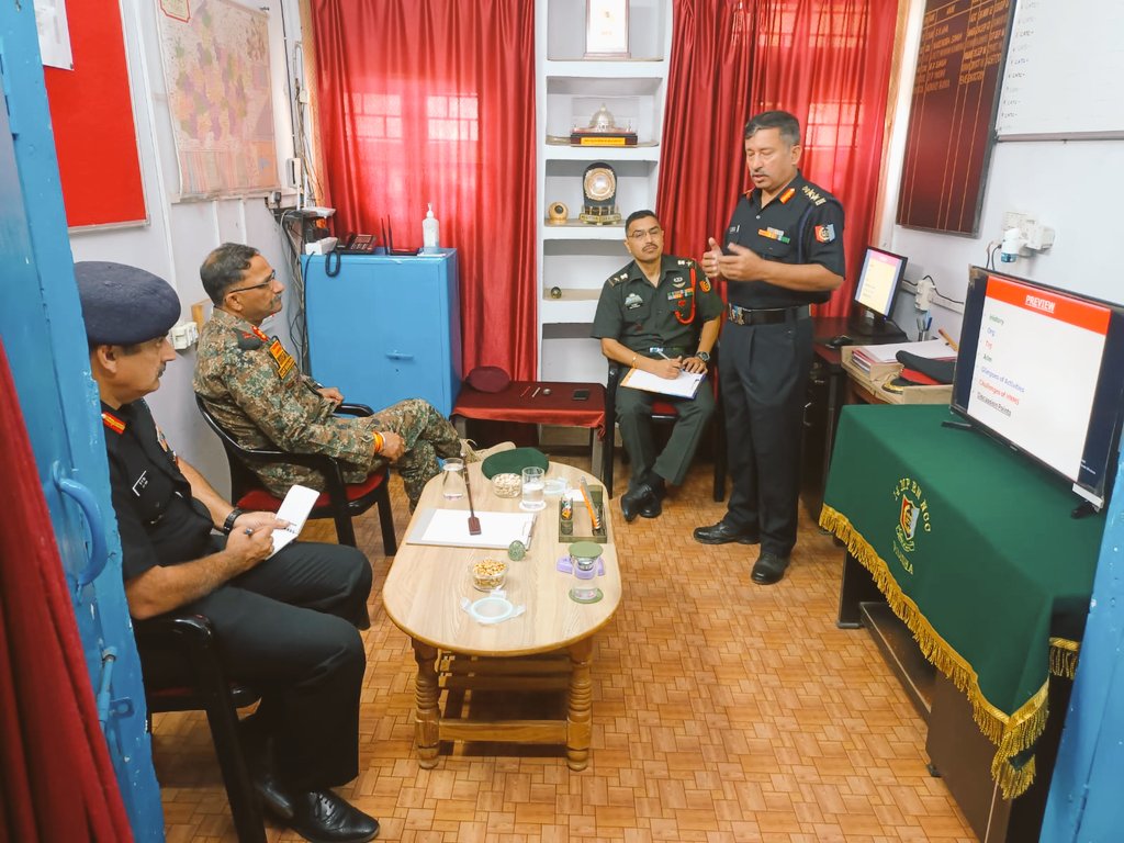 NccDteMPCG's tweet photo. #ADGvisit
 Maj Gen AK Mahajan, ADG, MP&amp; CG Dte visited 14 MP NCC Bn, Vidisha on 1st Nov. During the visit the ADG was given Guard of Honour, he interacted with ANOs&amp;staff, inspected the unit,felicitated cdts and addressed all present. 
@HQ_DG_NCC 
@drajaykumar_ias 
@PRODefNgp https://t.co/oBXxoUiTcY