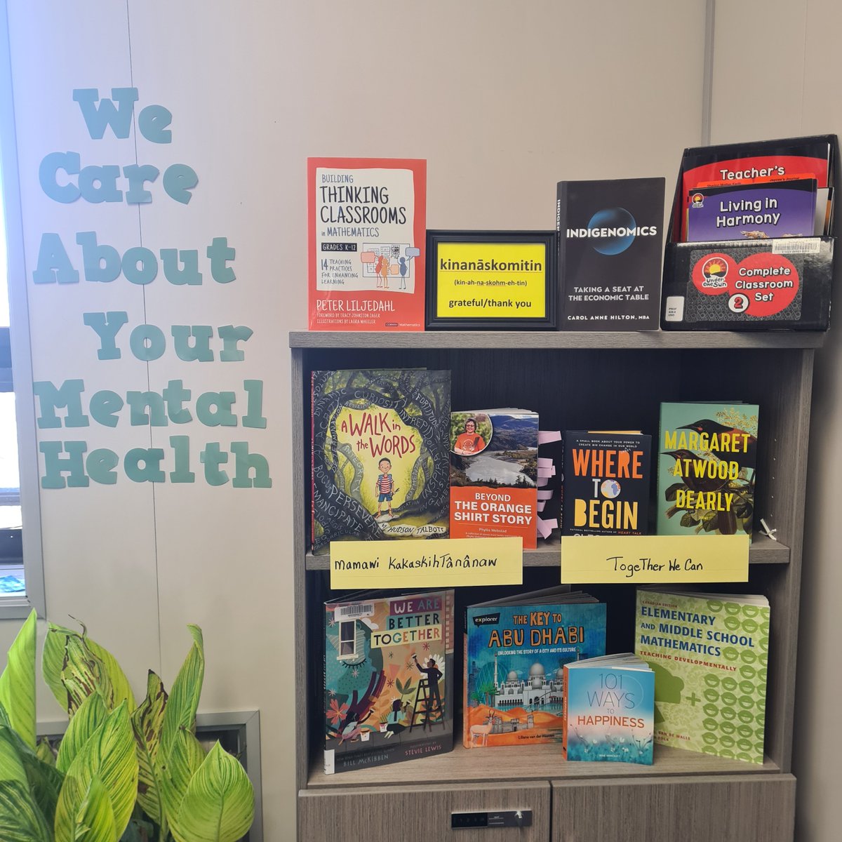 Leadingwithhsd's tweet photo. Different Month...Different Books! #bestpractices #embed #indigenouswaysofknowing #Saskatchewanreads #inclusive #studentachievement #WeCare #mentalhealth #positivity #Humility #strength #determination #mamawikakaskihtânânaw #TogetherWeCan https://t.co/jPUVrxccJA