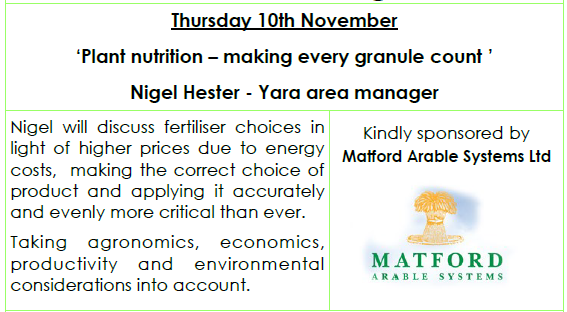 Join us on 10th November for the first of our winter meetings with Nigel Hester from <a href="/Yara_UK/">Yara UK</a> talking through making best use of fertilisers. 
Non members welcome, see you at 8pm at
Exeter Golf and Country Club - EX2 7AE

#grasstomilk #grazing #nutrientmanagement #fertilizer