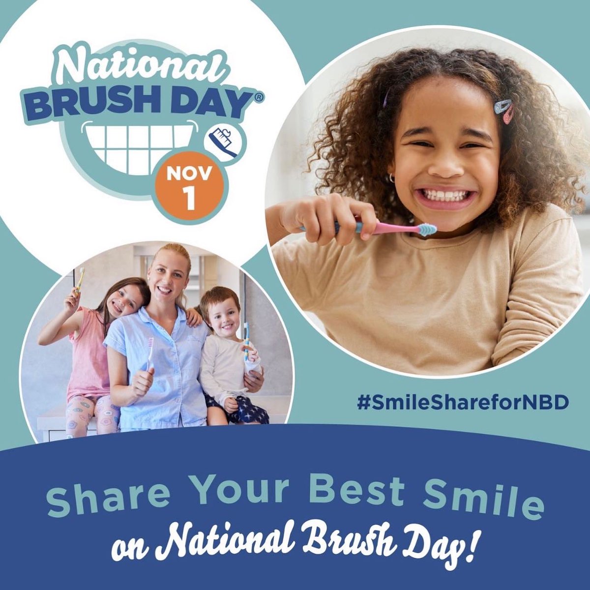 ourfdha's tweet photo. #NationalBrushDay is observed the day after Halloween, to reinforce the importance of children's oral health and promote good tooth-brushing habits recommended by dental experts. #smilesharefornbd π¦·ππͺ₯ππ¦· https://t.co/BQcS7EguUU