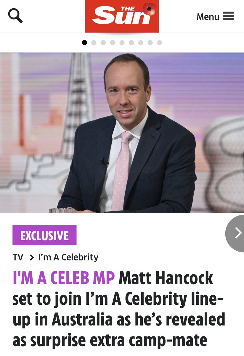 MarinaPurkiss's tweet photo. This man…

Oversaw a deadly &amp; unlawful policy that sent untested patients into care homes

Unlawfully failed to publish dozens of dodgy PPE contracts

Resigned for breaking his own lockdown rules

…&amp; still gets platformed by @ITV and @imacelebrity 

A national disgrace. https://t.co/RGDECcwkpK