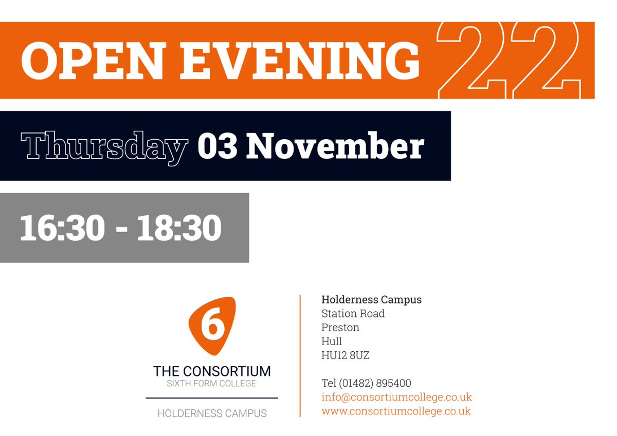 2 days to go!

We are looking forward to welcoming potential future students on Thursday evening to our Sixth Form Open Evening #HoldernessCampus