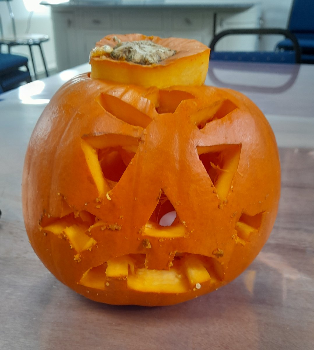 VHA_VisionHomes's tweet photo. Some of the people we support had a #Spooktacular time yesterday in #Ludlow #pumpkincarving for #Halloween. I think you'll all agree they did a #frightfully good job! Which one is your favorite? https://t.co/ngcyhShN8e