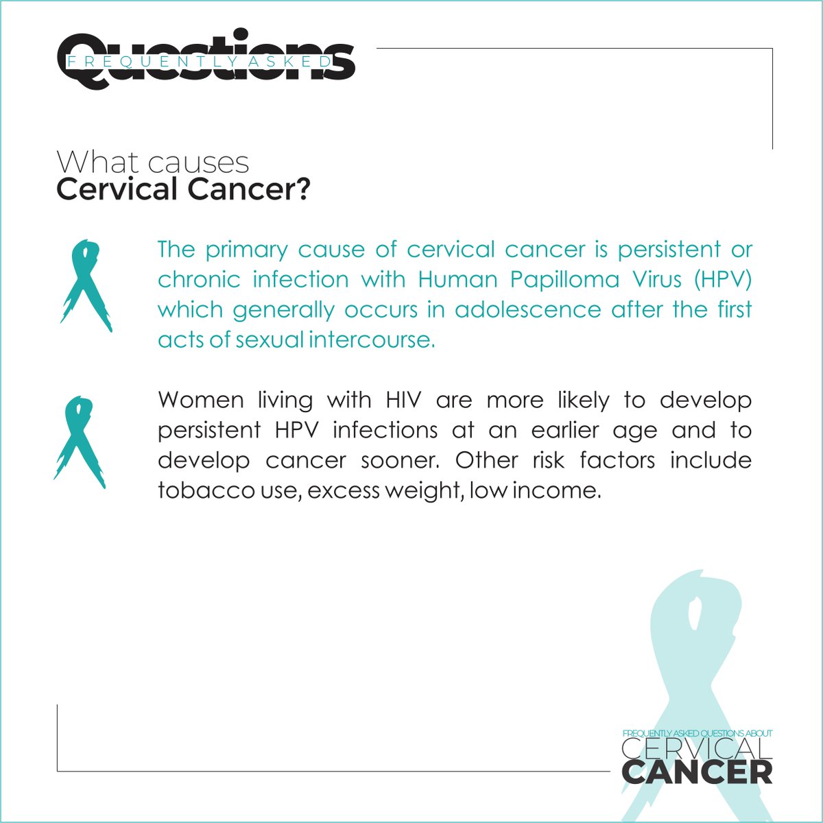 WHONigeria's tweet photo. What are the causes of #CervicalCancer?

#CancerAwareness https://t.co/D9Yd9mux3k