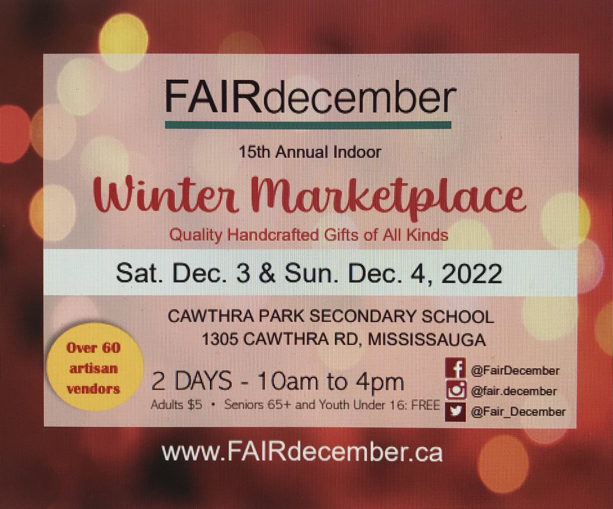 all4mystudents's tweet photo. ⁦@CawthraParkSS⁩ ⁦@Fair_December⁩ #winter #marketplace #art #artisans https://t.co/uwhuZlENpD https://t.co/51A8ubL4Em