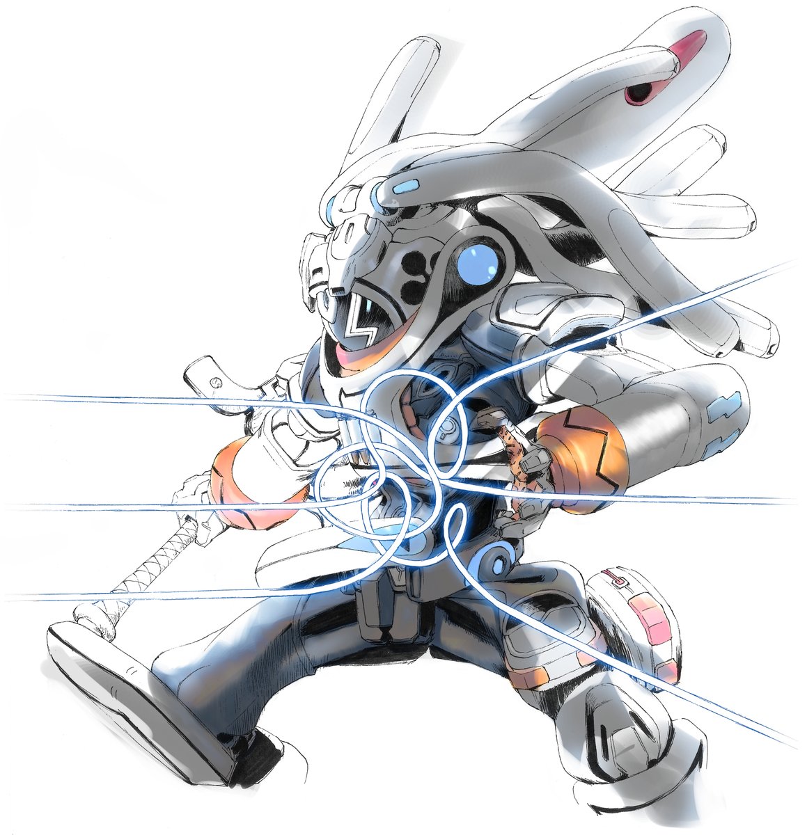 robot no humans solo mecha white background science fiction holding  illustration images