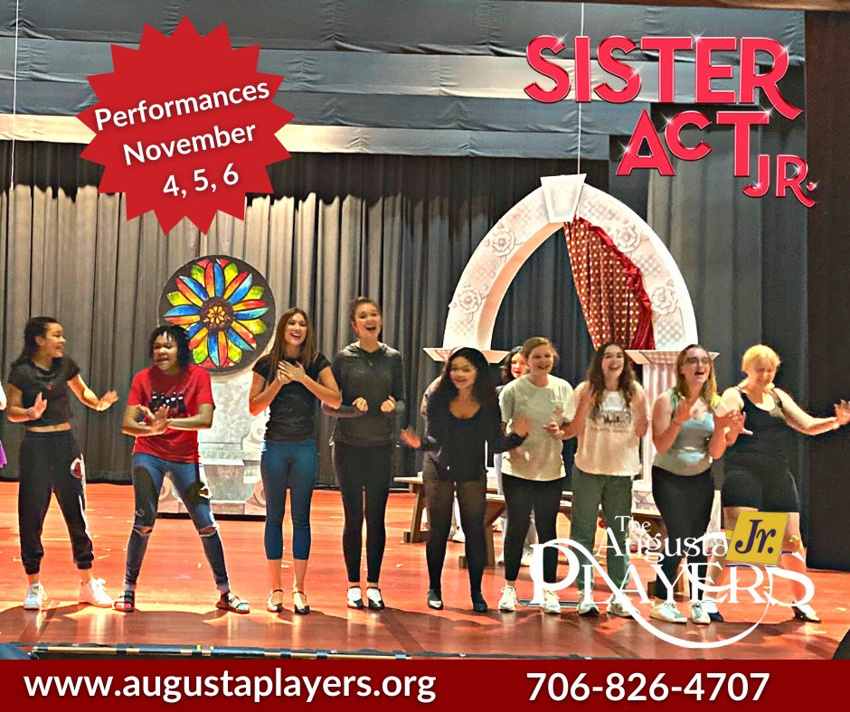 ScottSeidl's tweet photo. MORE rehearsal pics from The Augusta JR Players award-winning production of SISTER ACT JR 
Take a look AND THEN and then click the link to grab your seats for performances November 4, 5, 6 at the Kroc Center.
Tickets at info at https://t.co/lLY2TS5xpl or call 706-826-4707 https://t.co/o8Z9fk5LlT