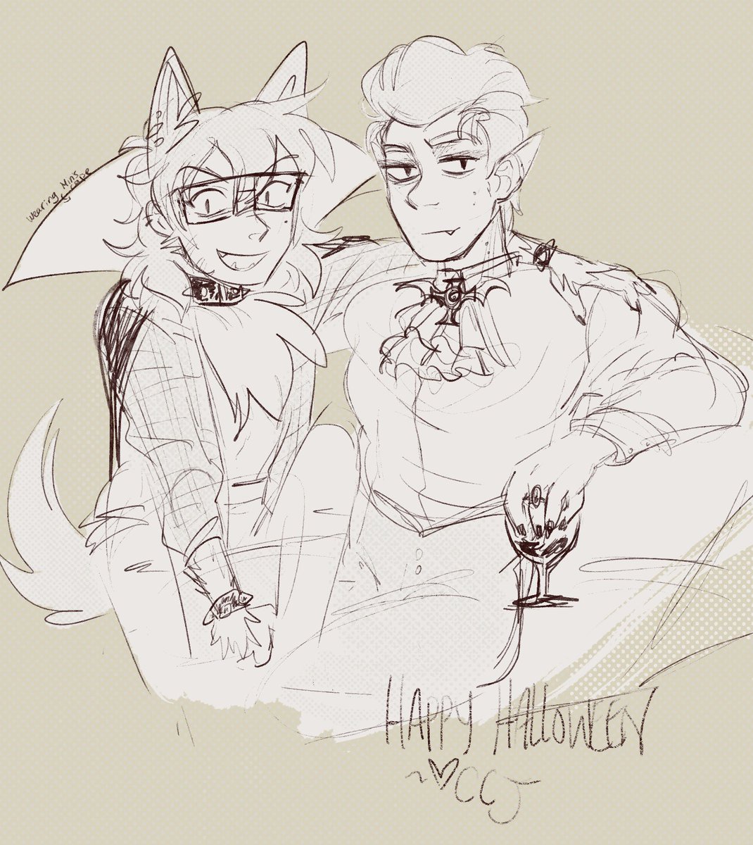 lupusdaemonis's tweet photo. whipped up a quick doodle for halloween.. thinking about them #InfinityTrain #rymin https://t.co/loQOzgtejo