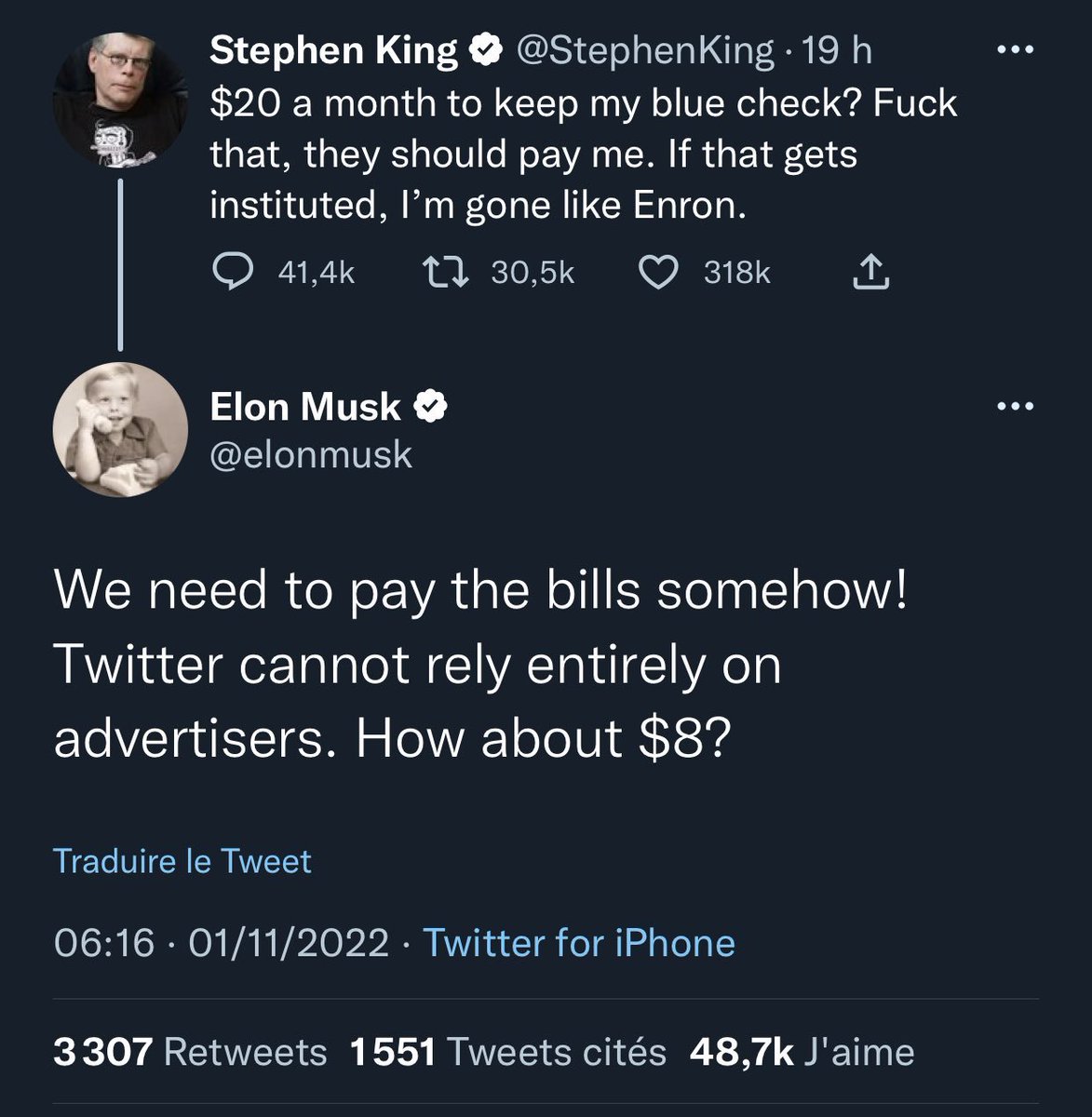 Stephen King understands how value is created in Twitter's business model. Elon Musk doesn't seem to get it. #MigrateToMastodon