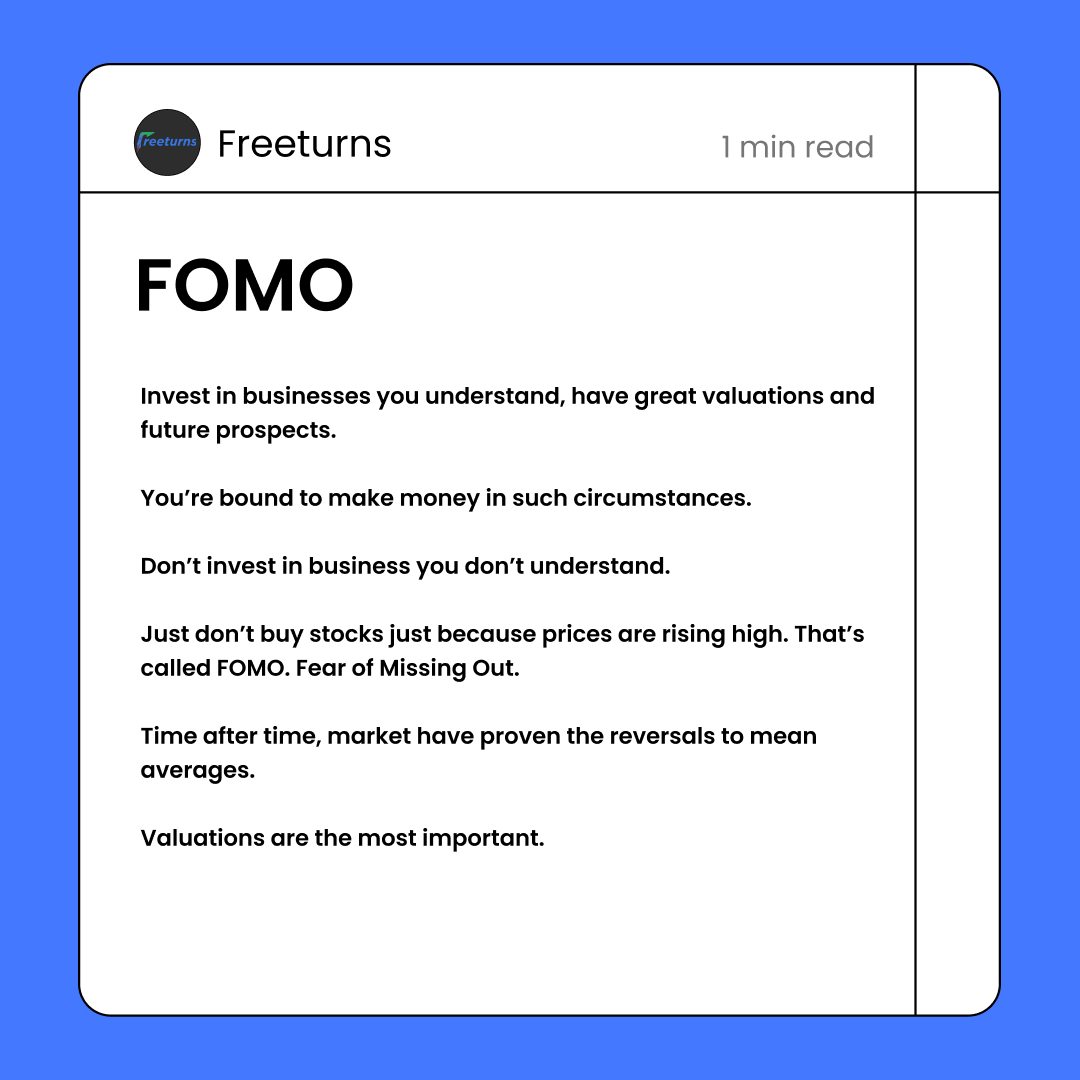 FreeturnsHQ's tweet photo. FOMO.
#1minread #Freeturns #Investing https://t.co/ApLg1ZTINB
