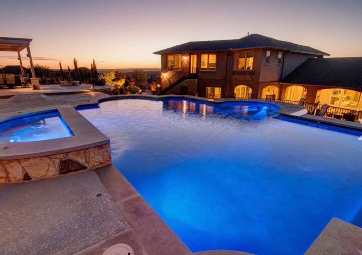 An element of lighting perfects this custom swimming pool. 
#AustinPoolBuilders #AustinSwimmingPools #ReliantPools