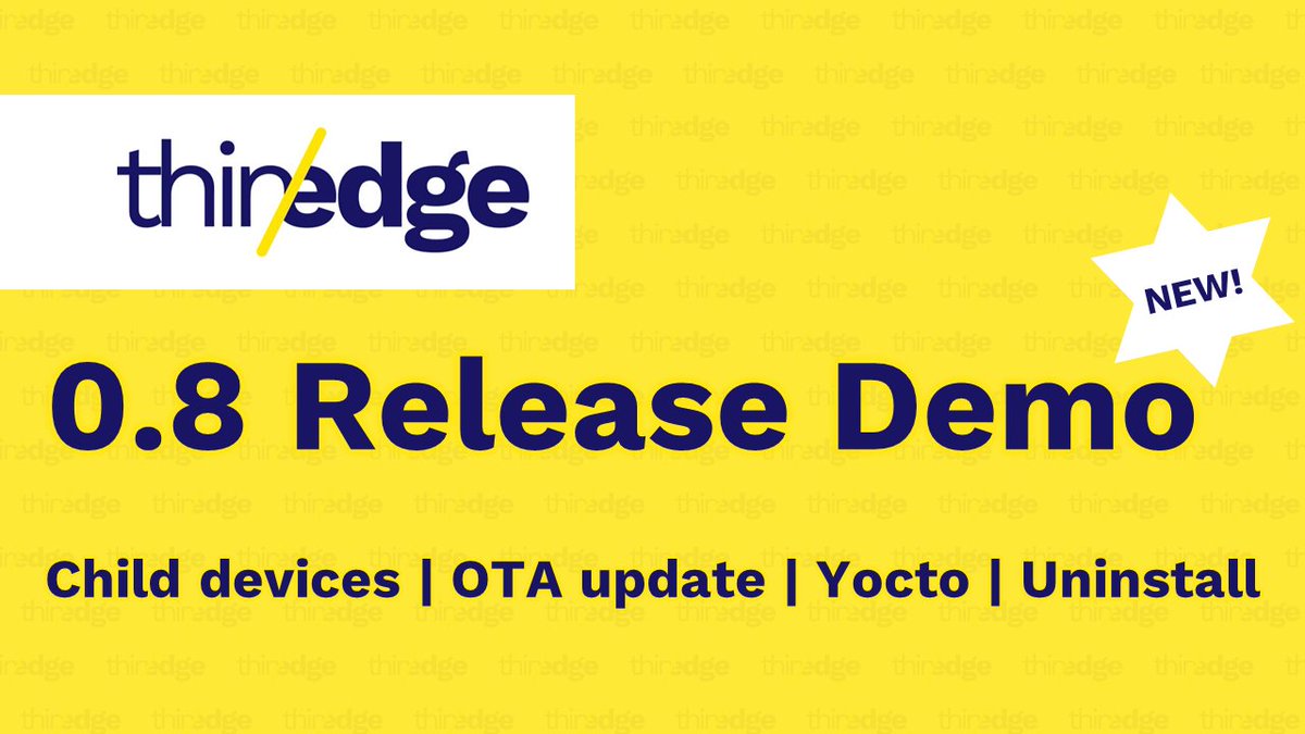 Check out the latest features of <a href="/thin_edge_io/">thin-edge.io</a> in the 0.8 Release Demo: enhanced child device support, apt self-update, <a href="/yoctoproject/">Yocto Project</a> distribution packaging, and clean de-install
youtu.be/iin8l5OWLJ4

#opensource #embedded #industrial #iot #edge #linux #cloud #mqtt