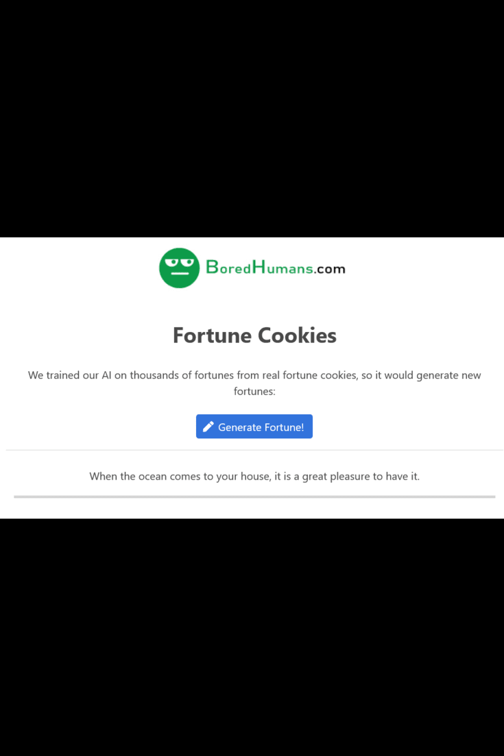 BoredhumansAI's tweet photo. Our AI has a fortune cookie for you at https://t.co/aPKnH6Y6TI  #intelligence #machinelearning #fortunetelling https://t.co/00AcsiCc20