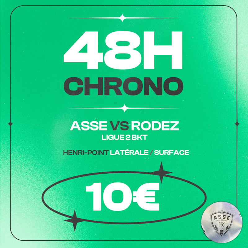 ASSEofficiel's tweet photo. 🔜 #ASSERAF - @Ligue2BKT 

⏱️ 𝟰𝟴𝗵 𝗖𝗵𝗿𝗼𝗻𝗼 ! 
🎟️ Henri-Point latérale et surface 
💚 Tout à 10€
⌛️ Jusqu'à ce mercredi, 9h