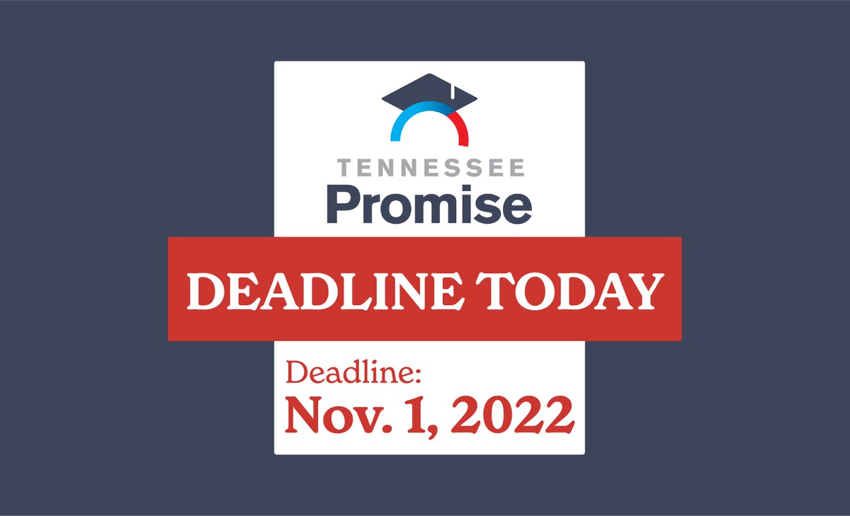 tnAchieves's tweet photo. 🗓️The Class of 2023 @TNPromise application deadline is TODAY! To be eligible for the scholarship, students must complete the application by 11:59 PM tonight. 

🔗: https://t.co/DGJUuQ4azf https://t.co/uKEbgbJyNG