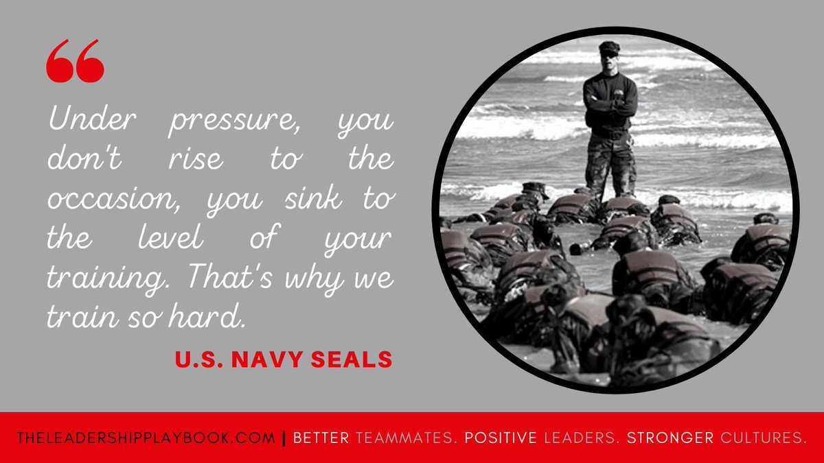 "Under pressure, you don't rise to the occasion. You sink to the level of your training. That's why we train so hard."

~ U.S. Navy SEALS