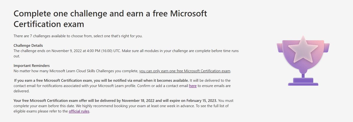 Cybermaterial_'s tweet photo. 🚨FREE CERT: Complete one challenge and earn a free Microsoft Certification exam
https://t.co/CKBvyLwls3 #microsoft #certification #challenge #microsoftchallenge https://t.co/kOvhUN0v0X