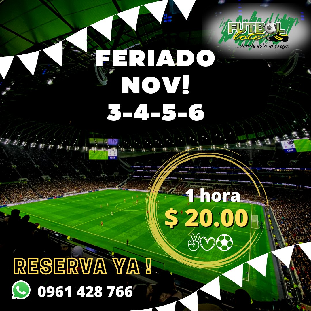 Llego el feriado y no sabes que hacer en tantos días⁉️

Ven a #Futbolote‼️
te damos 4 días de promoción para disfrutar de un peloteo con tus panas!! ⚽🏃🏻‍♂️
Aprovecha de esta promoción, no te la puedes perder‼️
#guayaquil
#canchassinteticas #canchasdefutbol #alquilerdecanchas