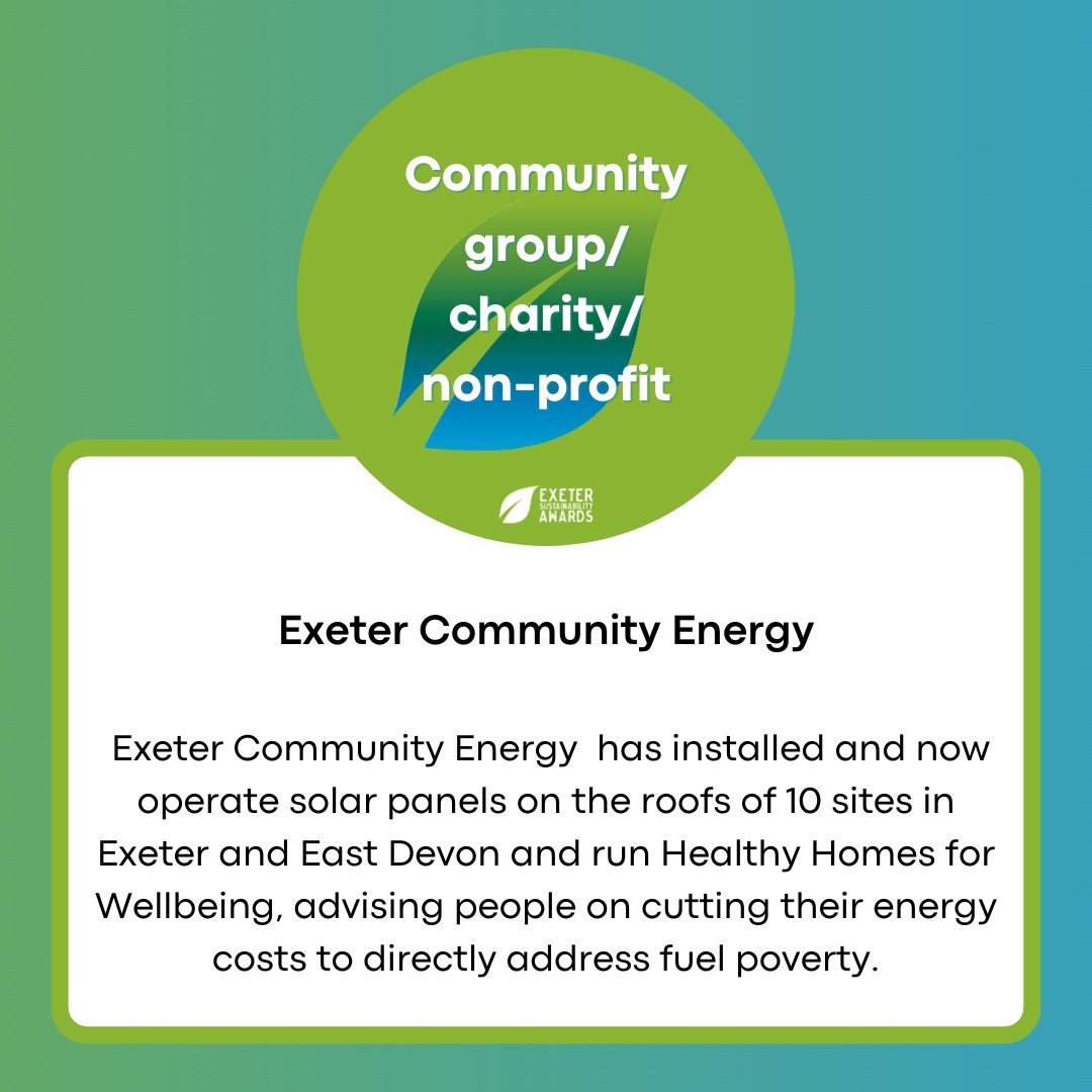 exesustainaward's tweet photo. Meet the winners 💚
Congratulations to Exeter Community Energy!
@ECOCtalk
#ExeterSustainabilityAwards #GreaterExeter #Sustainabilty #ExeterNetZero https://t.co/k7K876oIkG