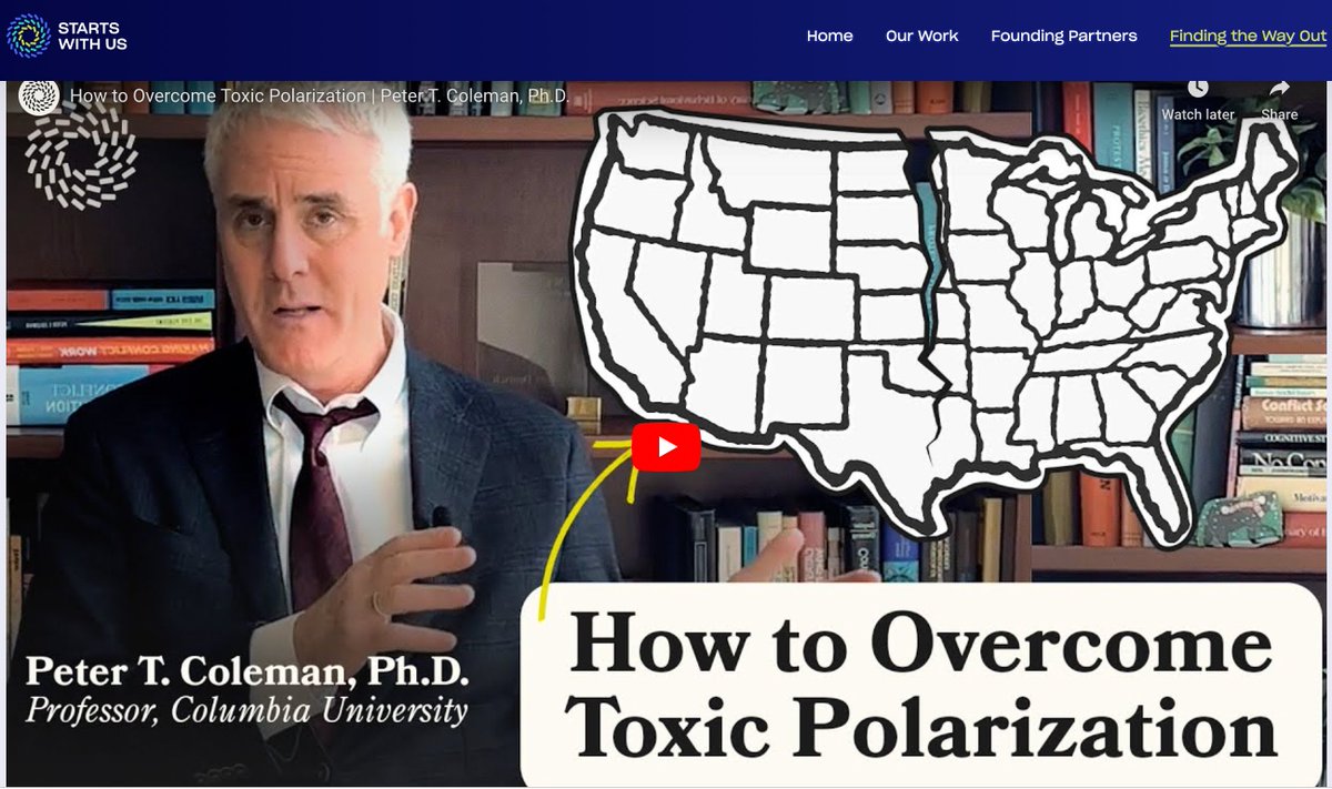PeterTColeman1's tweet photo. Today, one week before the midterms, we are launching a new website from @StartsWithUs for a 4-week political courage challenge on reducing toxic polarization in your life. Check it out at https://t.co/MUP5vfZN8w https://t.co/ZP9nGjVYbV