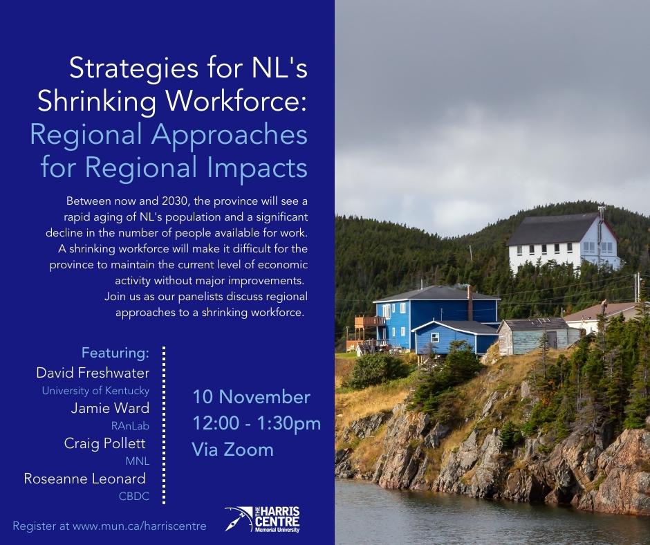 Join us next week as we talk to David Freshwater, Jamie Ward <a href="/MemorialU/">Memorial University</a>, Craig Pollet <a href="/MunicipalNL/">MNL</a> &amp; Roseanne Leonard <a href="/CBDCNL/">CBDC NL</a> about regional approaches to NL's shrinking workforce. Register now: conta.cc/3NsGMQT