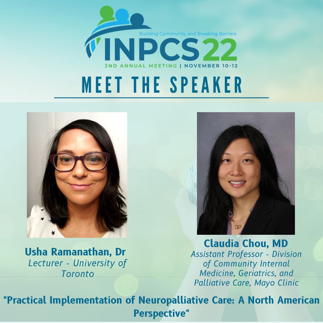 Come listen to Usha Ramanathan @NeuroUsha and Claudia Chou @czchou talk about practical implementation of Neuropalliative Care from a North American perspective. For more information about the INPCS22 conference and how to register please visit: inpcs.org/inpcs22 #inpcs22