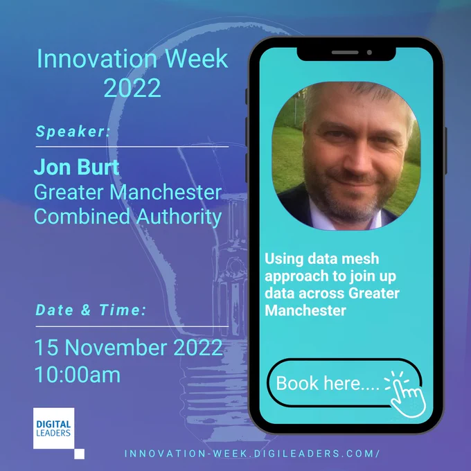 Jon Burt, @greatermcr provides an overview of how the city region is using Zhamak Deghani’s Data Mesh concept to create a distributed data mesh to enable better use of data between organisations. 📅15 November ⏰ 10:00 AM 🔗 https://bit.ly/3sLMUKq