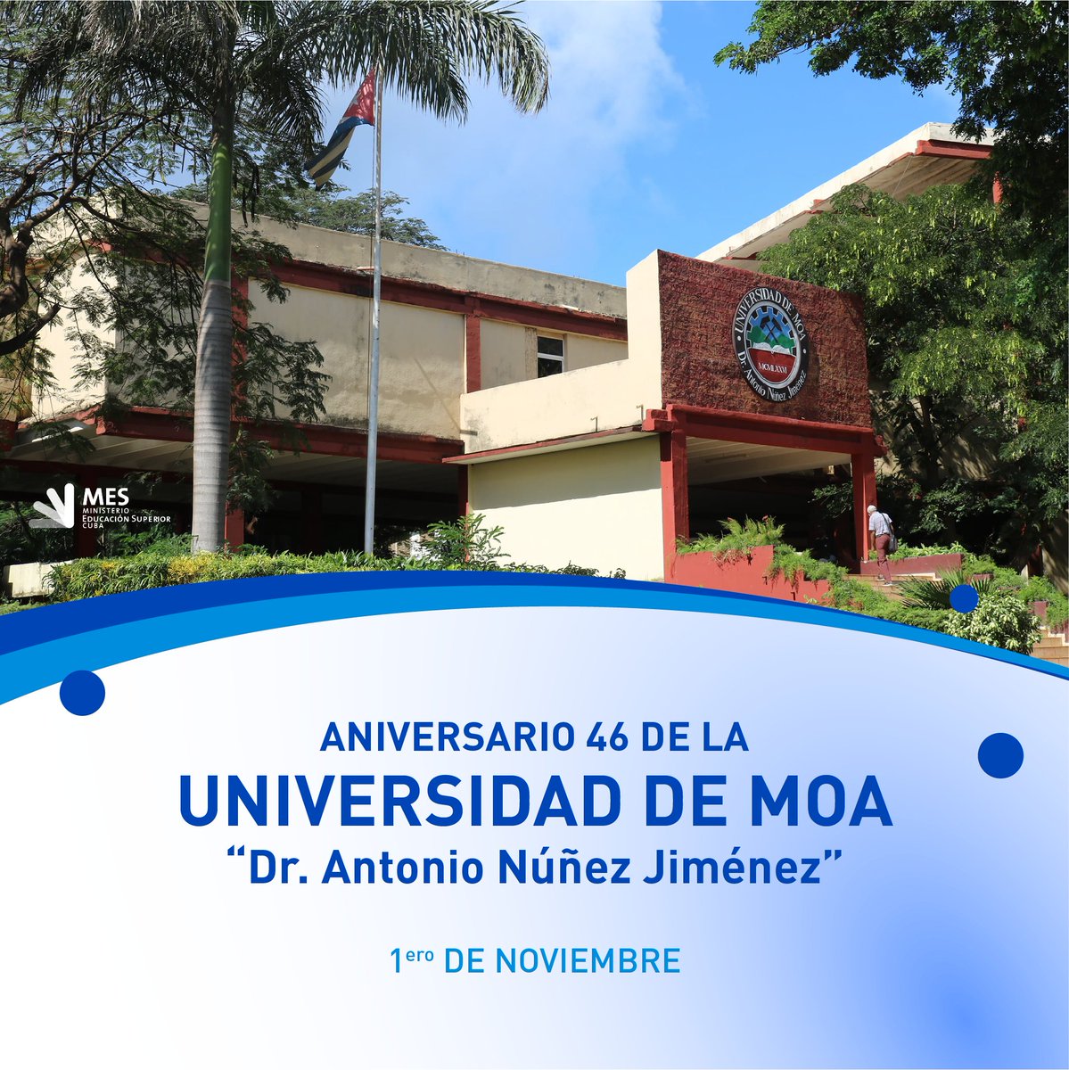 46 años cumple la Universidad de Moa "Dr. Antonio Núñez Jiménez" en la formación y superación de profesionales y contribuyendo al desarrollo del quehacer científico, fundamentalmente en la minería, metalurgia y geología, centro rector del país en estas ramas
!Felicitaciones!