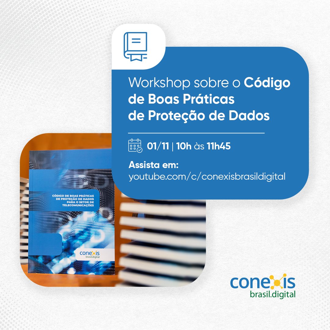 A segurança dos nossos dados pessoais ganha cada vez mais importância e, para discutir os protocolos adotados pelas empresas para garantir a segurança e a transparência em relação aos dados dos seus clientes, a Conexis Brasil Digital fará um workshop:
youtube.com/c/ConexisBrasi…