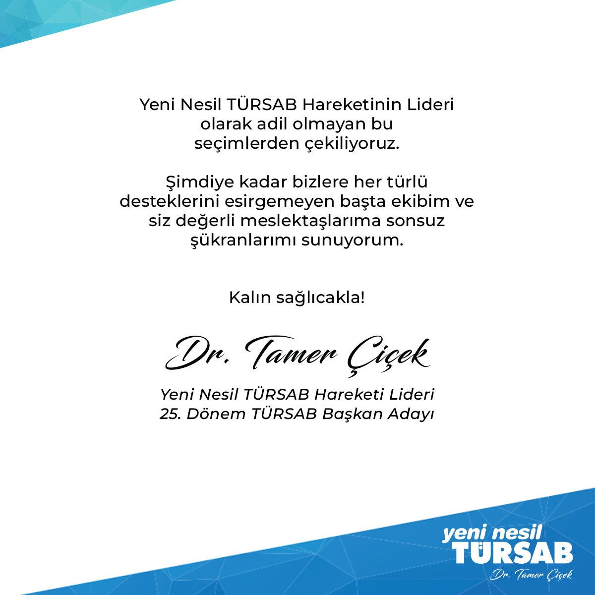 Basına ve kamuoyuna saygıyla duyururuz.