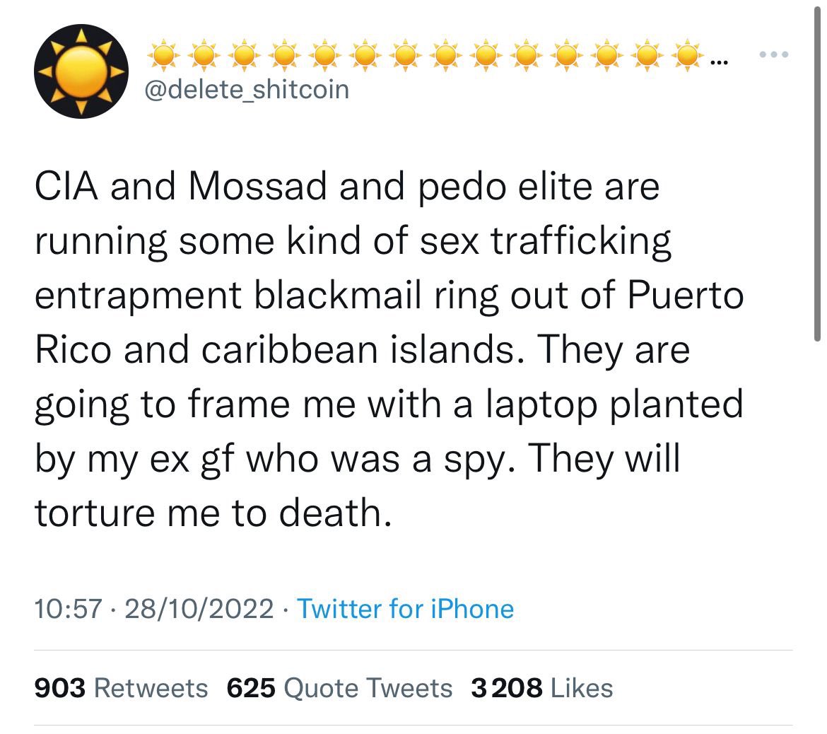 SCANDALE 🚨 - Le cofondateur de Makerdao a été retrouvé mort noyé à puertorico 3 jours après avoir écrit ce tweet 💀 

Selon lui la CIA était à sa poursuite  et son ex petite amie était une espionne à leur service 👮🏻‍♂️

Meurtre déguisé en suicide  ?