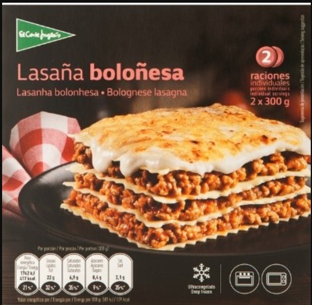 ⚠️ Exclusivamente para personas alérgicas a los crustáceos: presencia de crustáceos en Lasaña Boloñesa congelada.
▶️ Nombre: Lasaña Boloñesa 
▶️ Marca: El Corte Inglés 
▶️ N° Lote: 22179
▶️ Peso: 2 unidades de 300 g
📌 bit.ly/3WlVduk