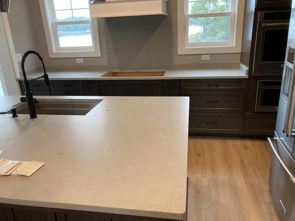 LlcStoneware's tweet photo. Noble grey quartz. Quartz is a man-made material that is extremely durable. It also has no porous which helps keep countertops free of bacteria. However, it is very sensitive to heat but the stone is very easy to maintain. Quartz has a very wide selection of designs and colors! https://t.co/dNNeOMyoGy