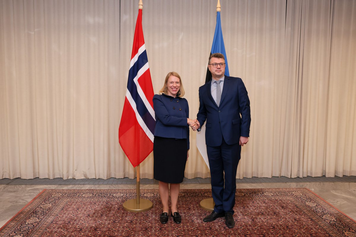 Glad to welcome FM of #Norway @AHuitfeldt today. Our bilateral relations are excellent and we continue to work together to support #Ukraine win the war, further pressure Russia & strengthen our regional security, esp. in energy. Grateful for such a great friend & Ally 🇪🇪🤝🇳🇴