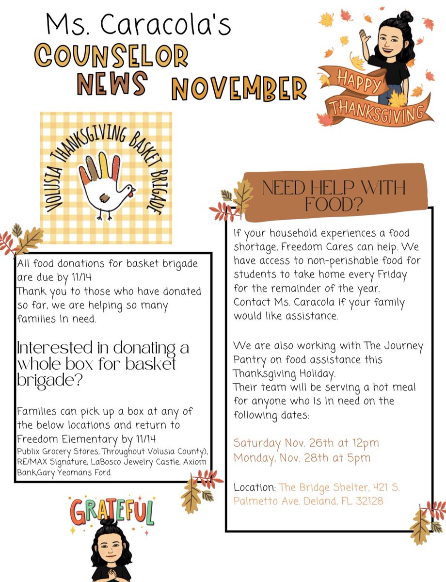 Ms_Caracola's tweet photo. November Counselor News 🦃🍂🧡 https://t.co/tIfUhw1vLT