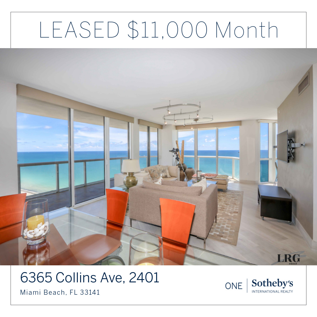 Just Leased in Miami Beach. Please contact me for all your Real Estate needs. 

#onesothebys #onesothebysinternationalrealty #sothebysrealty #sothebys #miamibeachrealestate #miamirealestateagent #luxuryrealestate #luxuryhomes #miamibeach #miami #priscillagonsalvesrealtor #LRG