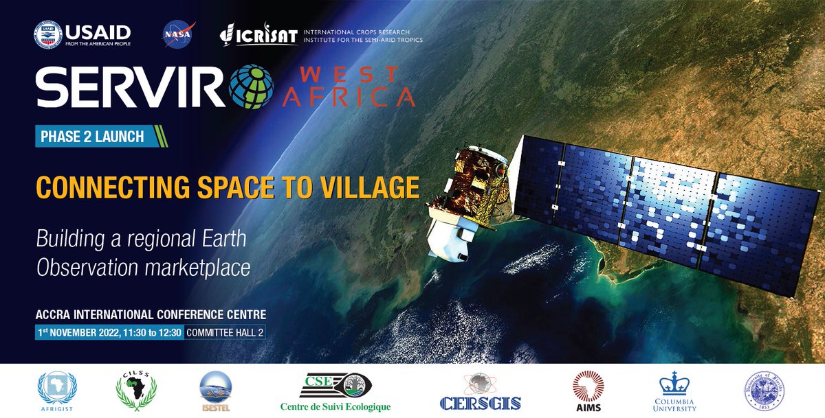 "Connecting #SpacetoVillage"

Glad to announce the launch of SERVIR in West Africa - Phase II, a joint initiative of <a href="/NASA/">NASA</a> &amp; <a href="/USAIDWestAfrica/">USAID West Africa</a> to provide the decision makers with earth observation data, predictive models &amp; tools to combat issues around #NaturalResourceManagement