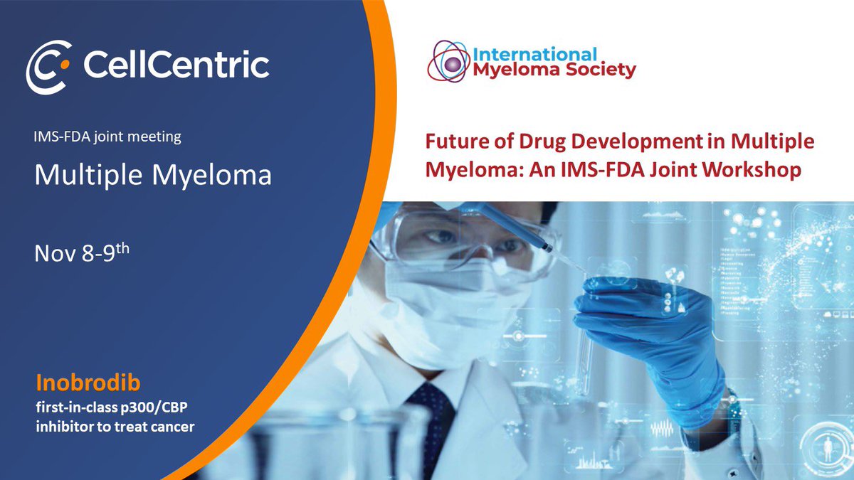 inobrodib's tweet photo. CellCentric will be attending the International Myeloma Society-FDA joint meeting, 8-9 Nov.  The future of multiple myeloma drug development. https://t.co/h8uda33QqC
