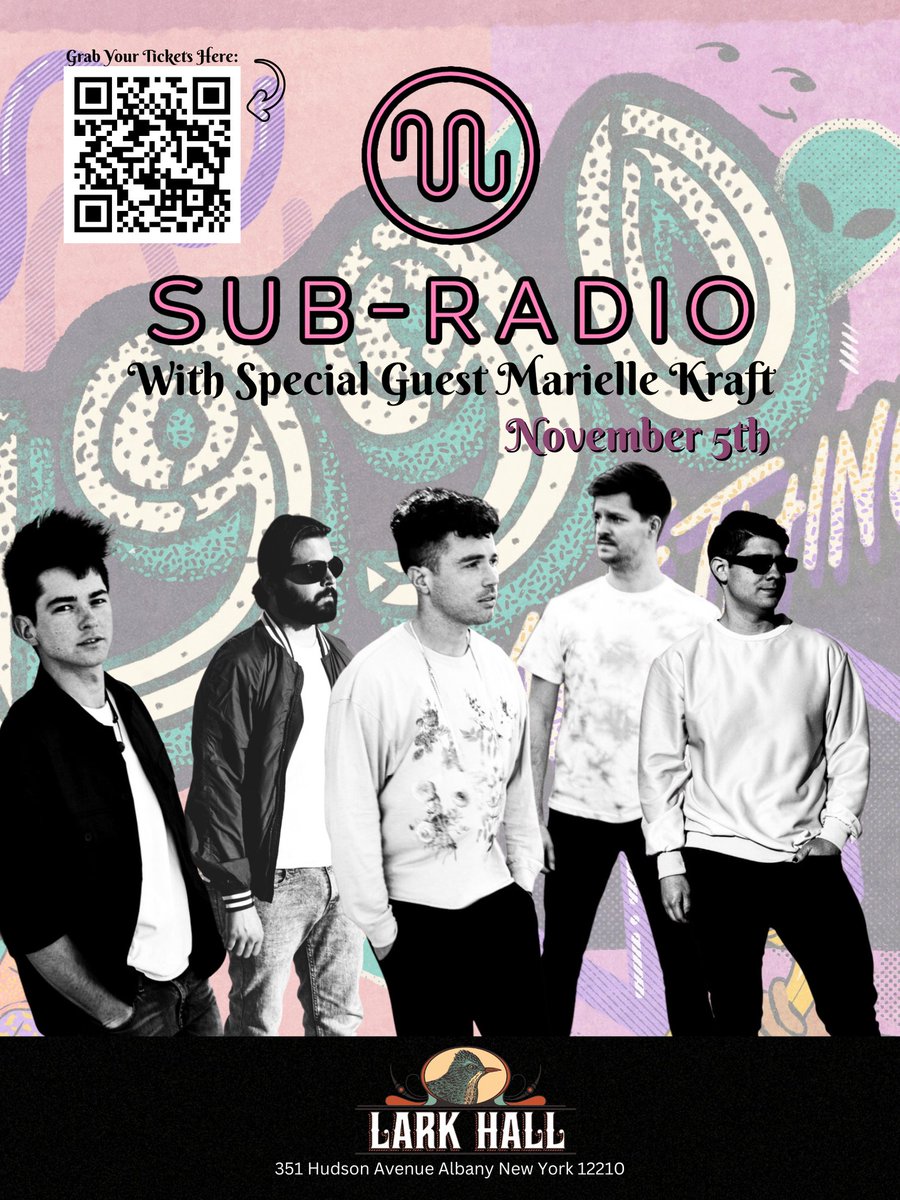 We are looking forward to Sub-Radio with special guest Marielle Kraft on November 5th!

Tickets are on sale now! 

#larkhallalbany #larkhall #albanyny #capitalregionny #capitaldistrictny #supportlivemusicvenues #larkstreet #subradio #1990somethingtour #mariellekraft