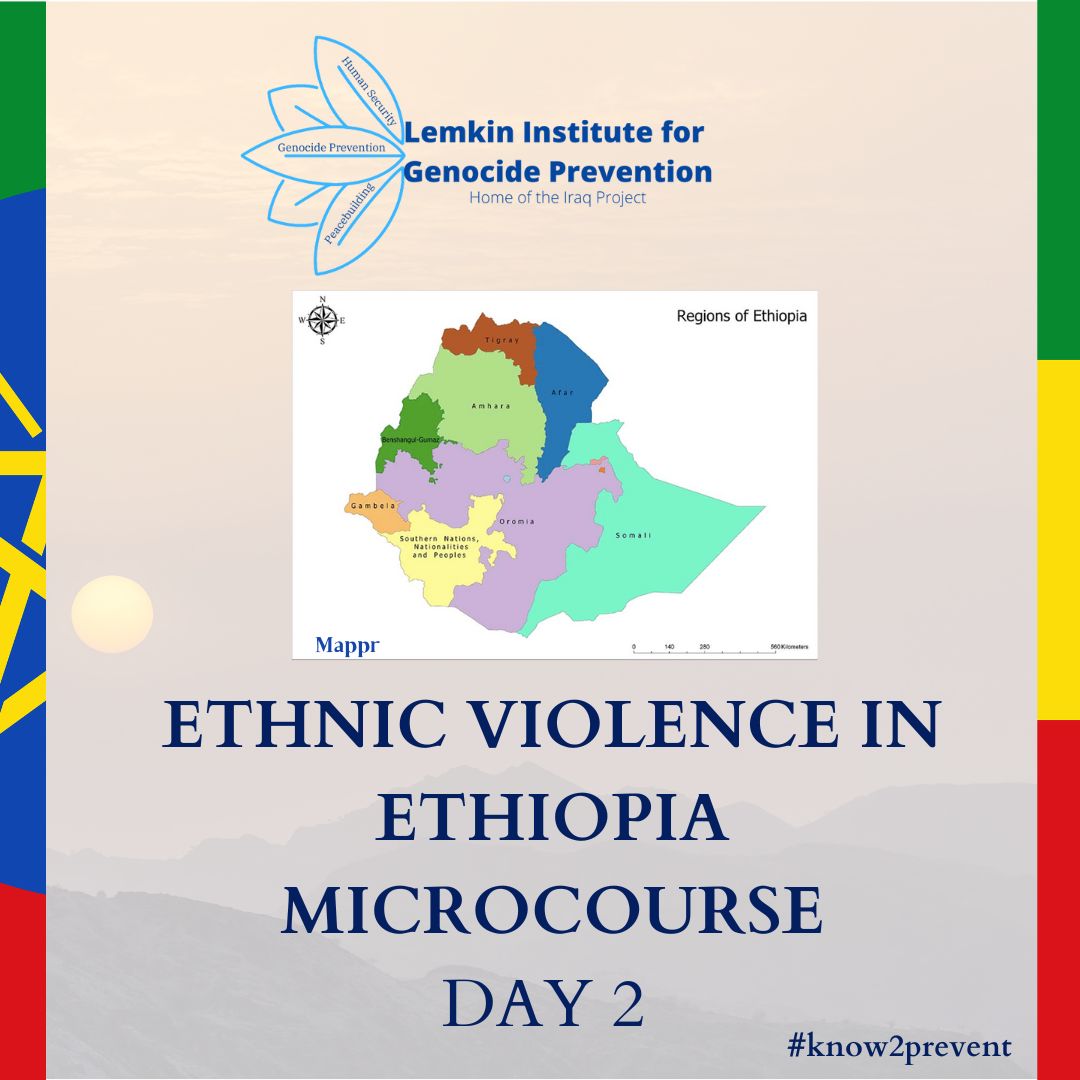 LemkinInstitute's tweet photo. Day 2⃣ of the @LemkinInstitute's #microcourse on #ethnicviolence in #Ethiopia. Learn about:
🟡 The historic roots of ethnic violence in Ethiopia &
🟡Their impact on today's relationship between Ethiopia's #ethnicgroups 1/9 https://t.co/1OFZzQv2kY