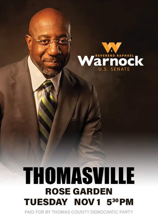 Tonight is the night! See you and Reverend Warnock at 5:30 at the Rose garden